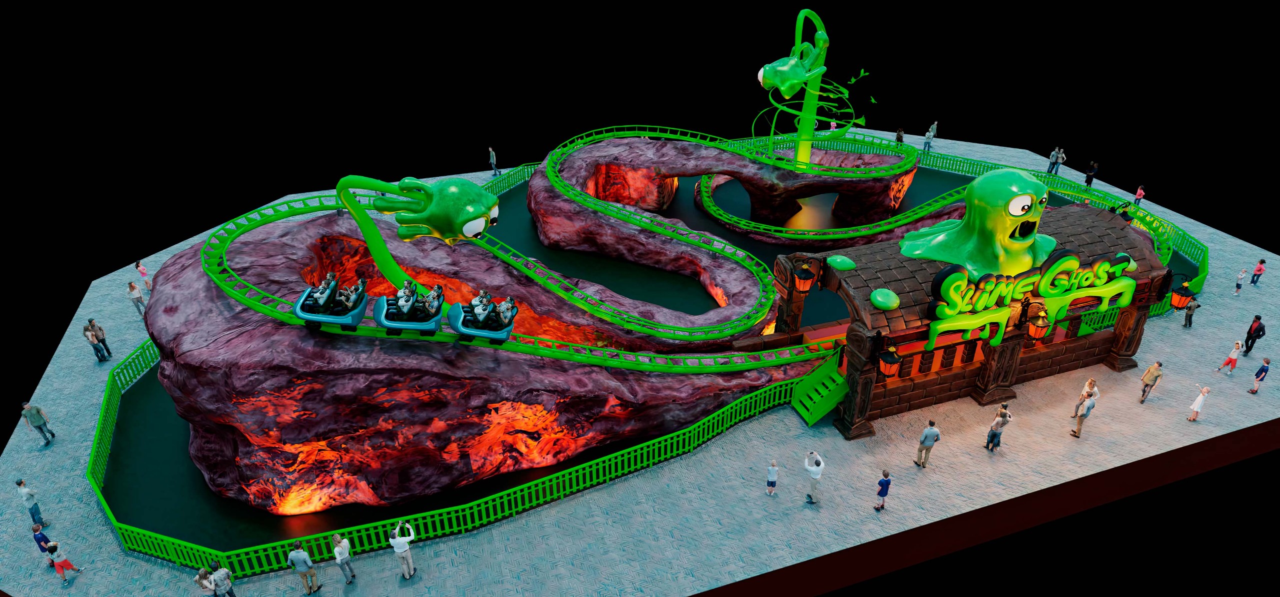 MINI ROLLER COASTER ghost slime,theme park roller coaster