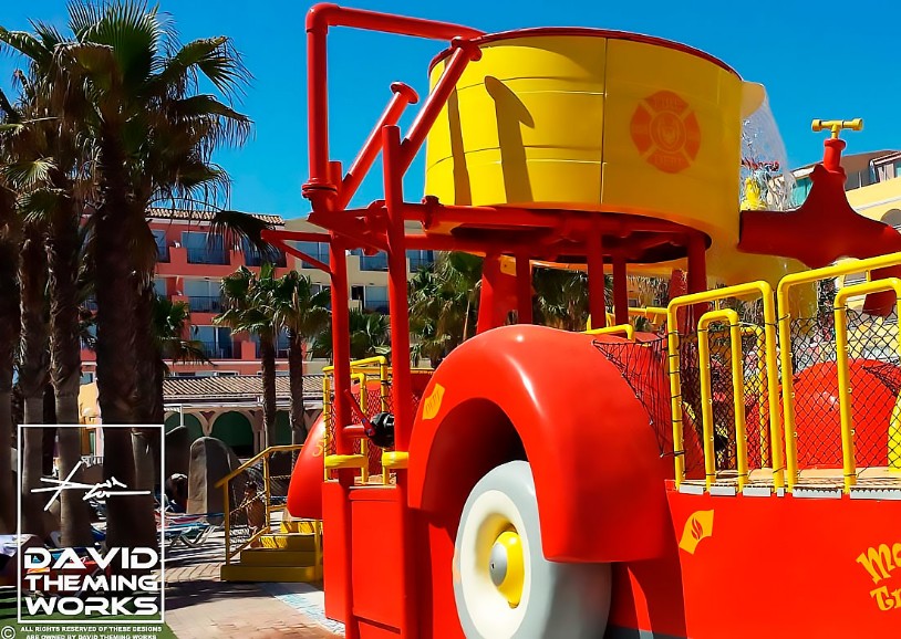 construction of fire truck for family swimingpools and waterparks