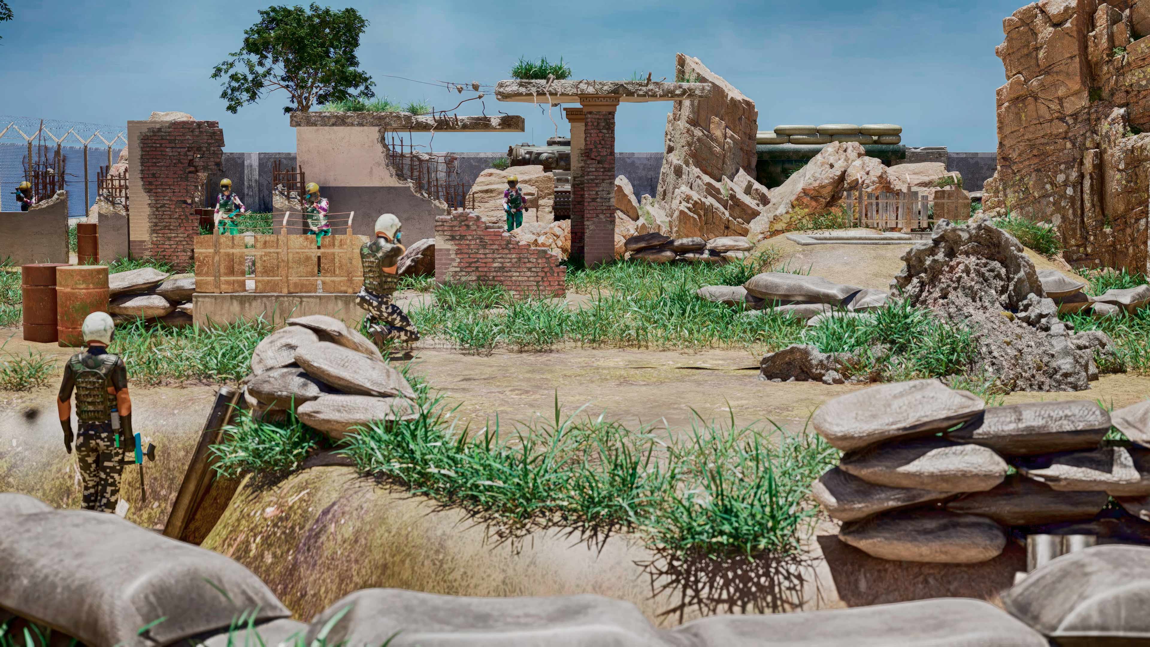 paintball field fabrication adventure game design,