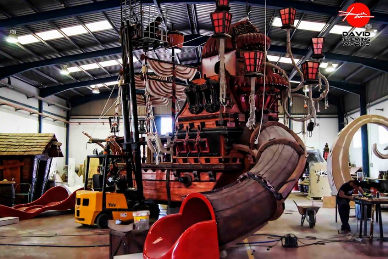 海賊船 - テーマプール用のウォータースライド付き - プール用の海賊船メーカー