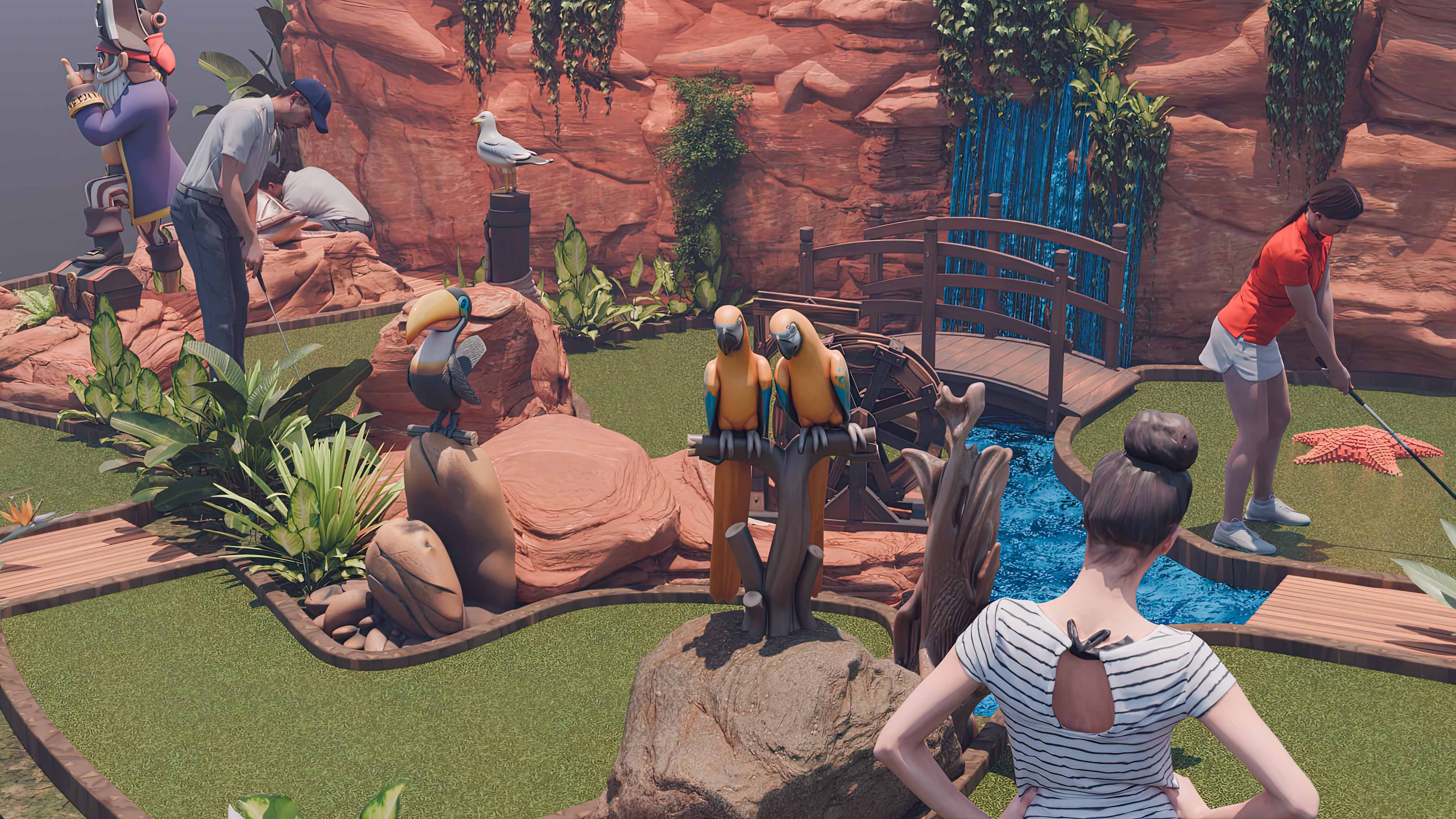 diseño de campos de minigolf temáticos para centros de ocio construcción de minigolf indoor con iluminación LED o black light