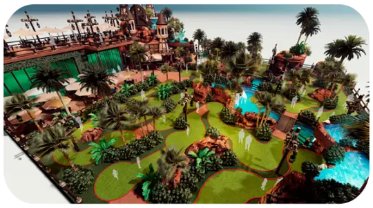 2000 m2 Minigolf-Projektdesign, Entwurf und Bau eines Minigolfplatzes, Entwurf eines Minigolfparks