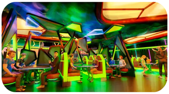 Design eines Indoor-Restaurants für einen Themenpark