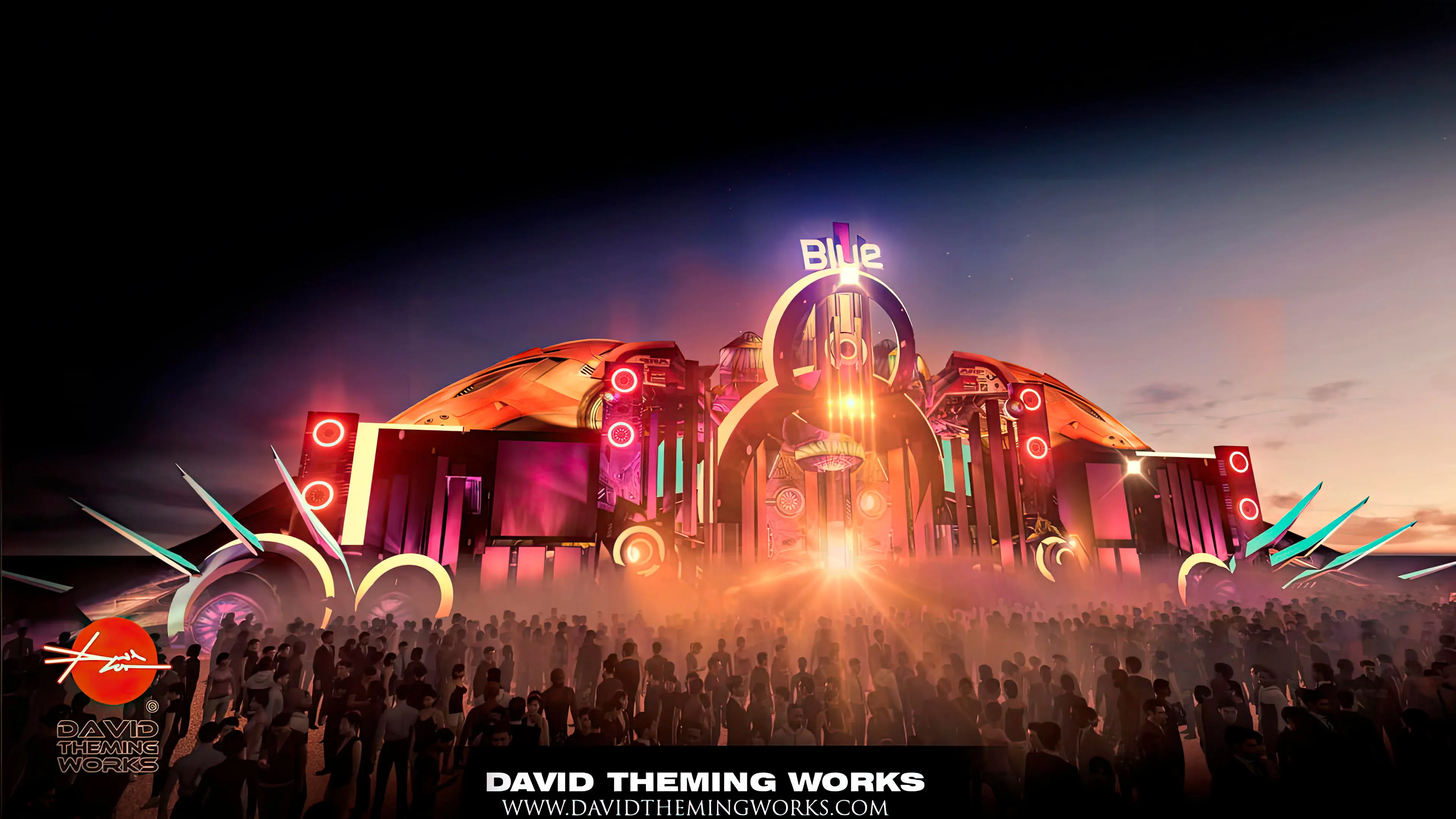 Unternehmen, das themenbezogene Musikbühnen baut Themenbühnengestaltung für Musikfestivals