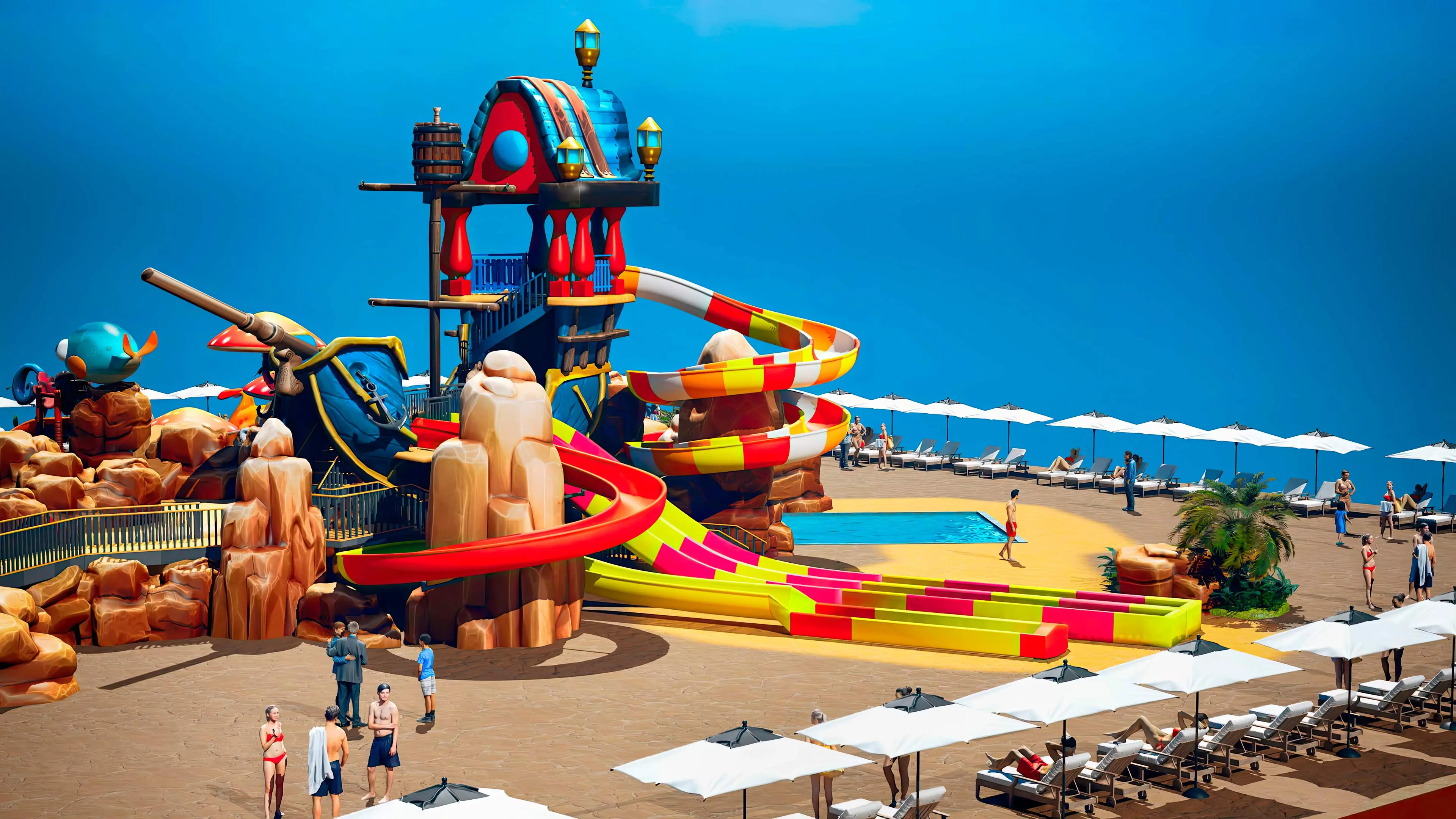 Themen-Schwimmbäder entwirft Unternehmen, das Themen-Schwimmbäder entwirft