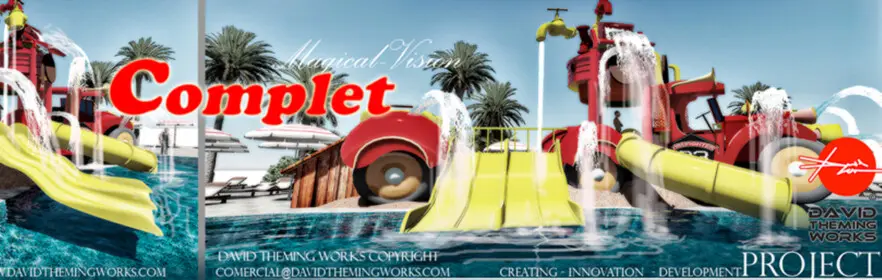 fire truck with slides for water parks.