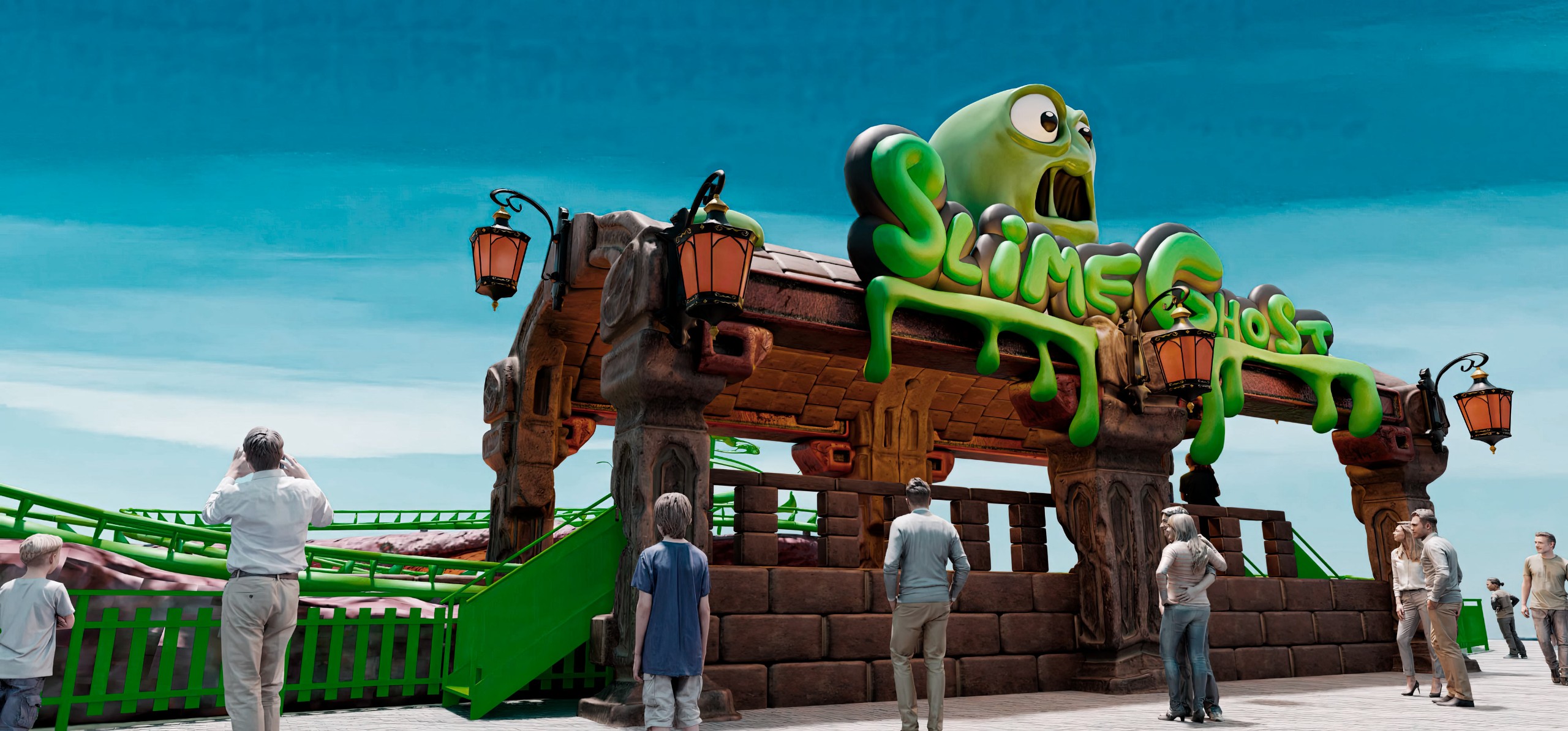 ROLLER COASTER ghost slime,theme park roller coaster