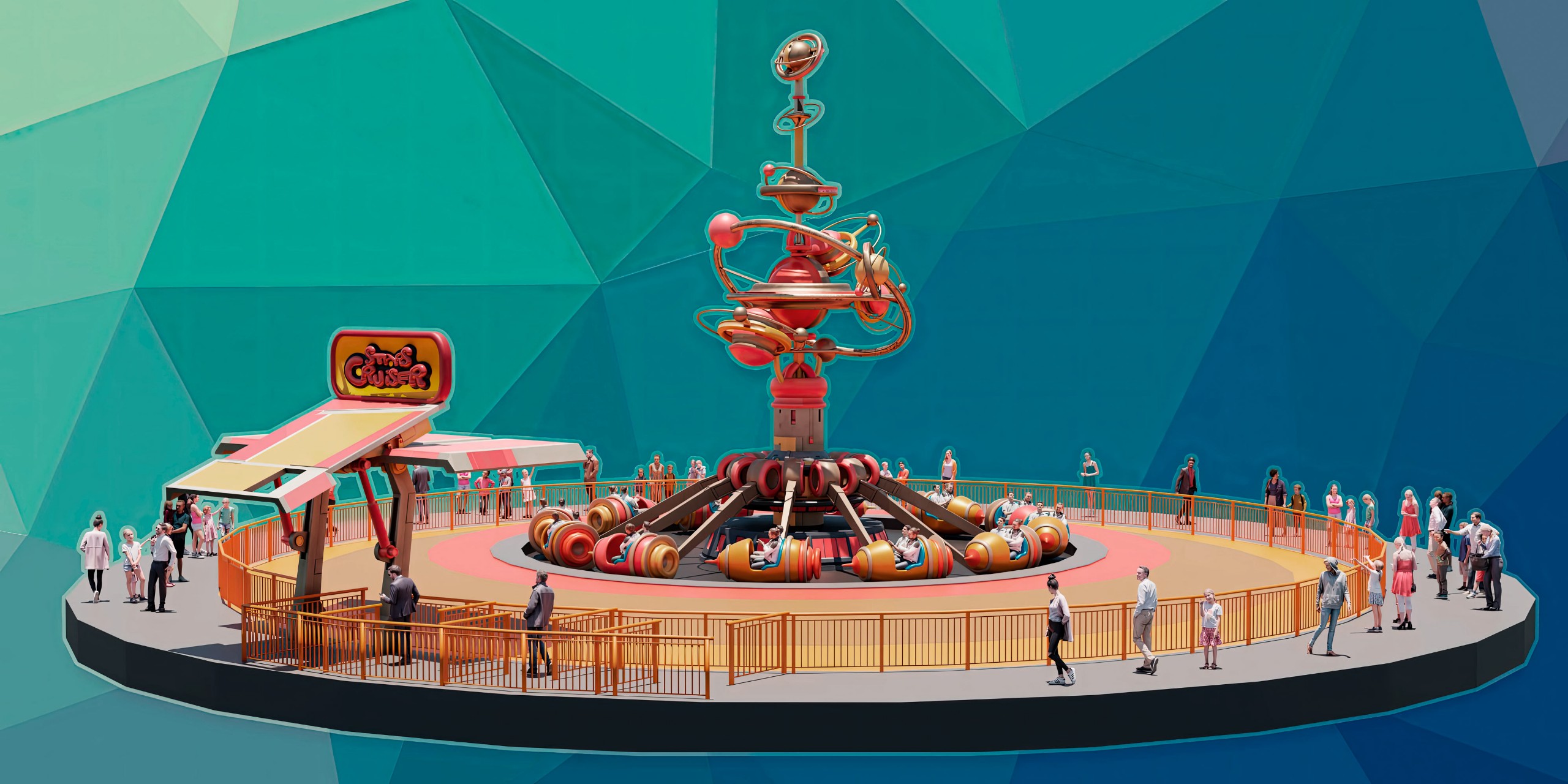 STAR CRUISER RIDE theme park, theme park spinner ride
