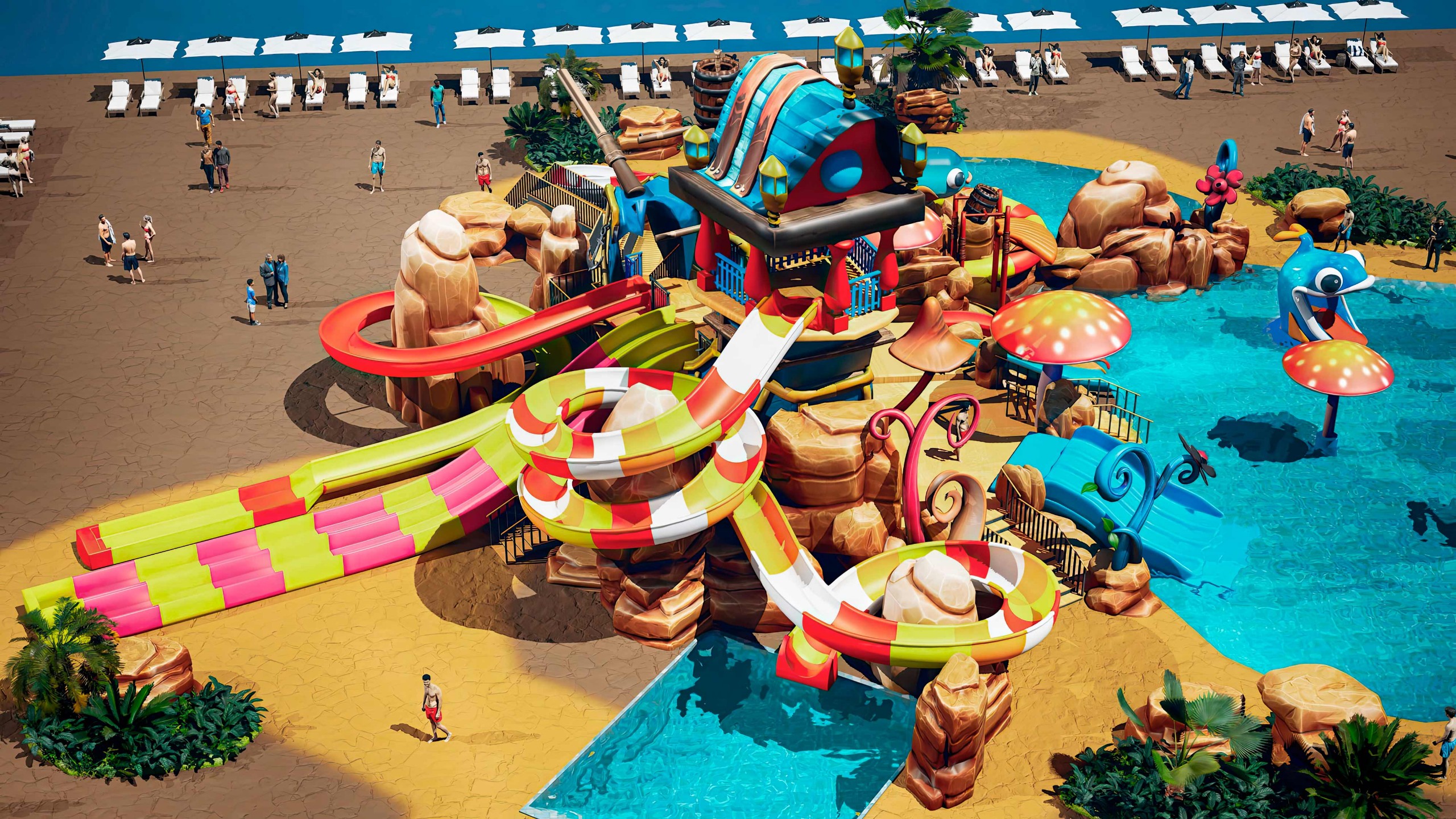 water slides themed swimmingpool park DESIGN AND CONSTRUCTION
