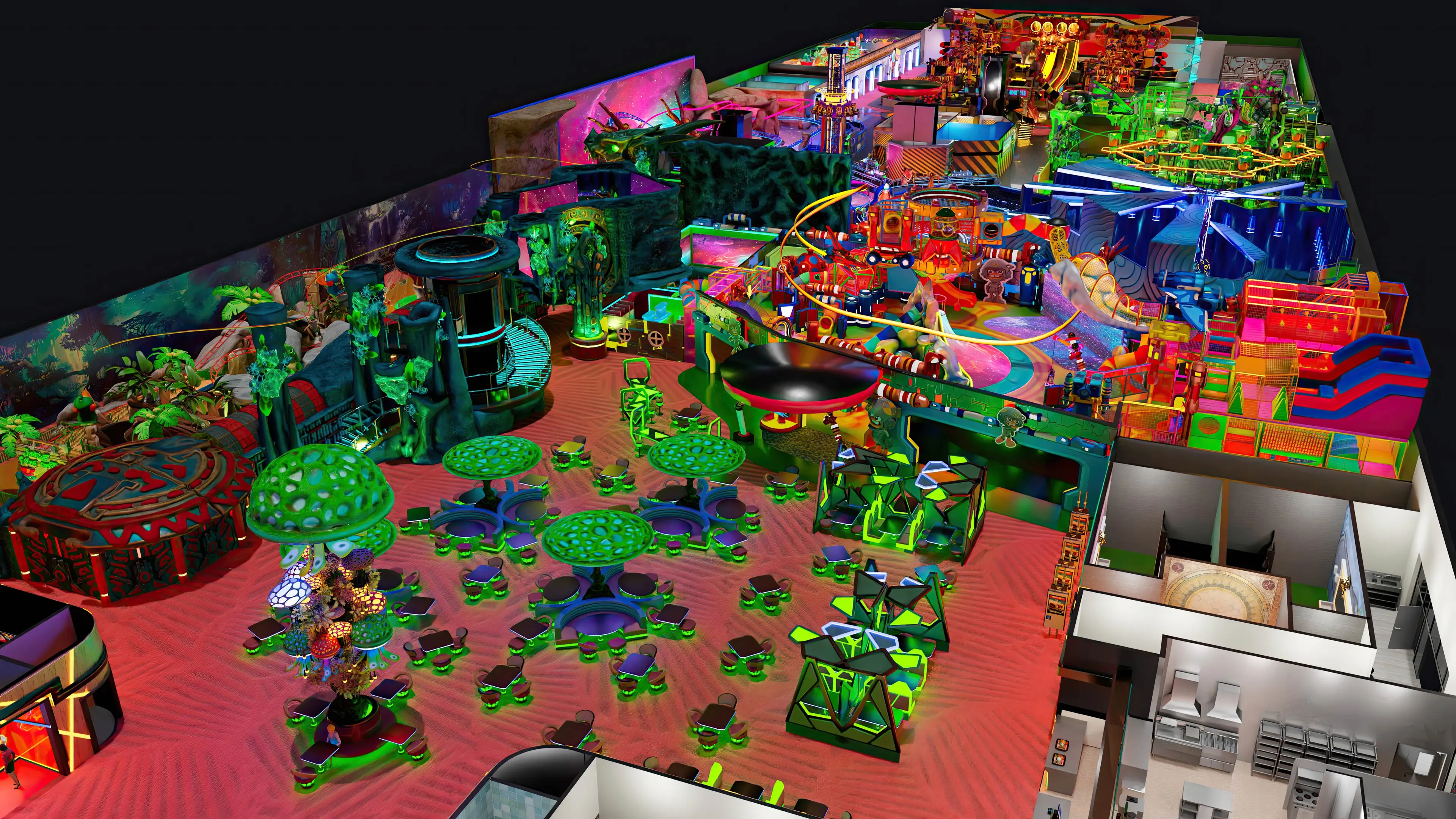 indoor amusement park desig themed indoor environments