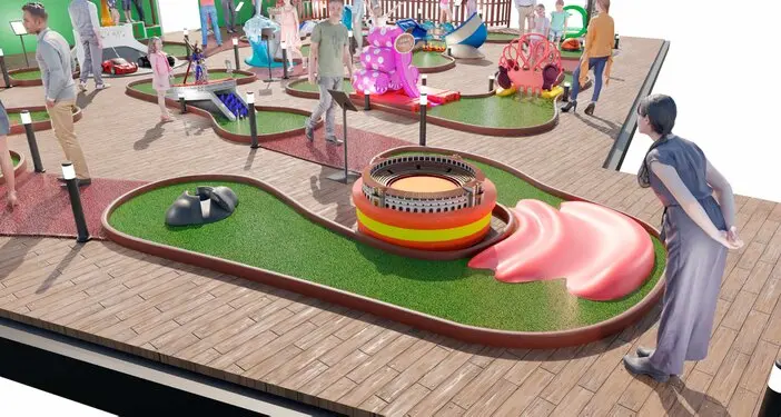 space-saving mini golf design  
