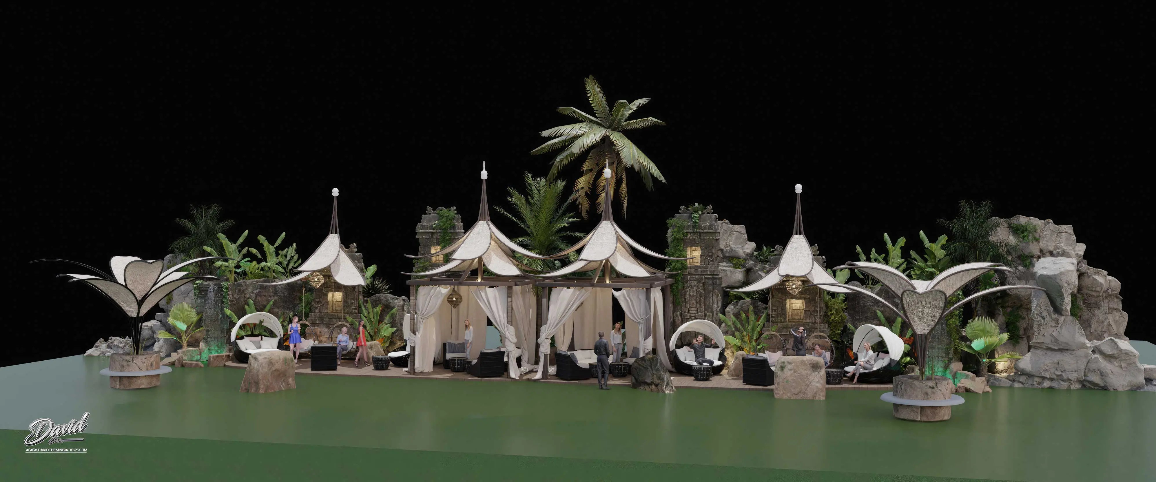 custom temple stage construction sacred temple event theming