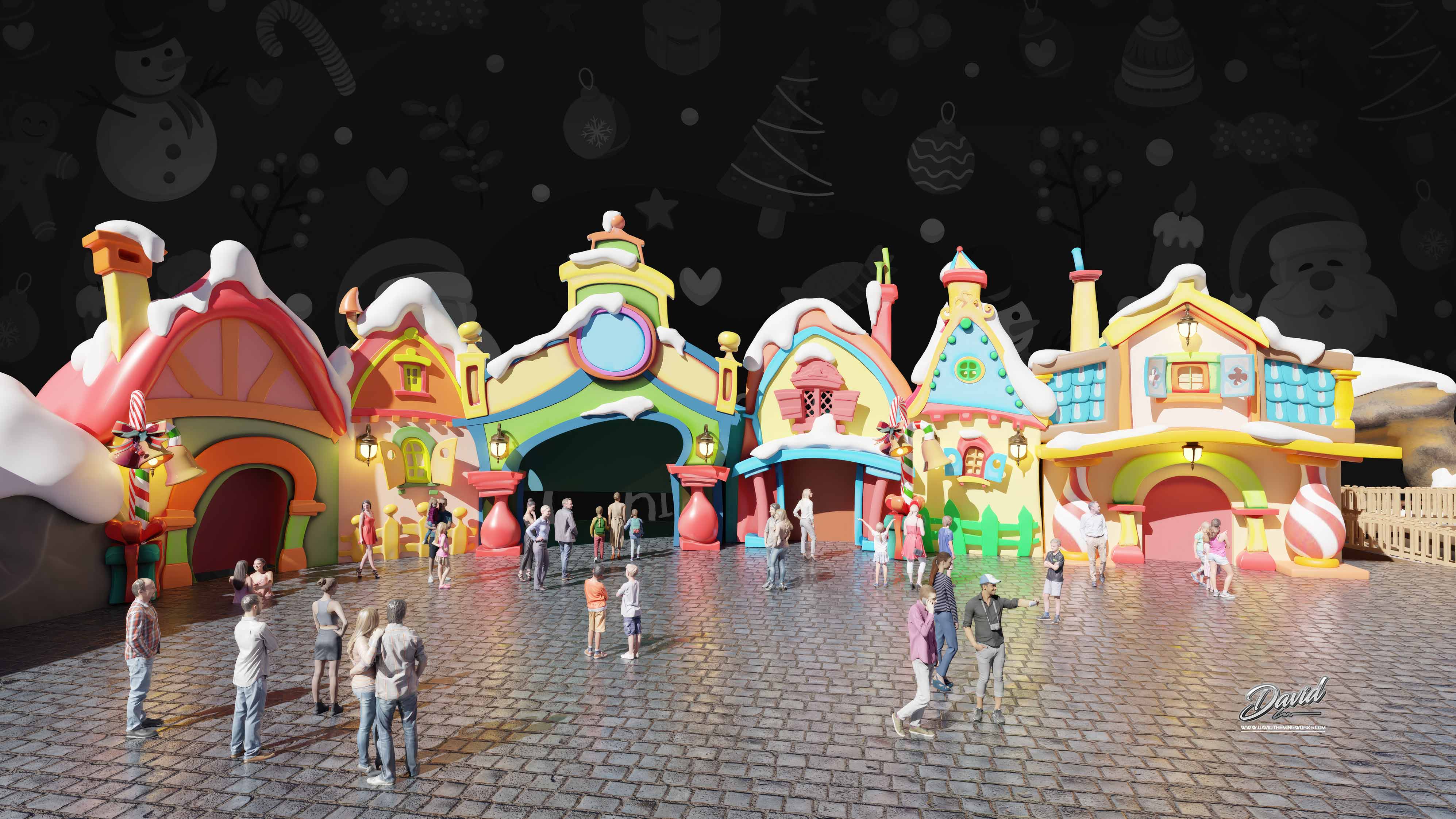 Christmas theme park construction Santa-themed amusement park