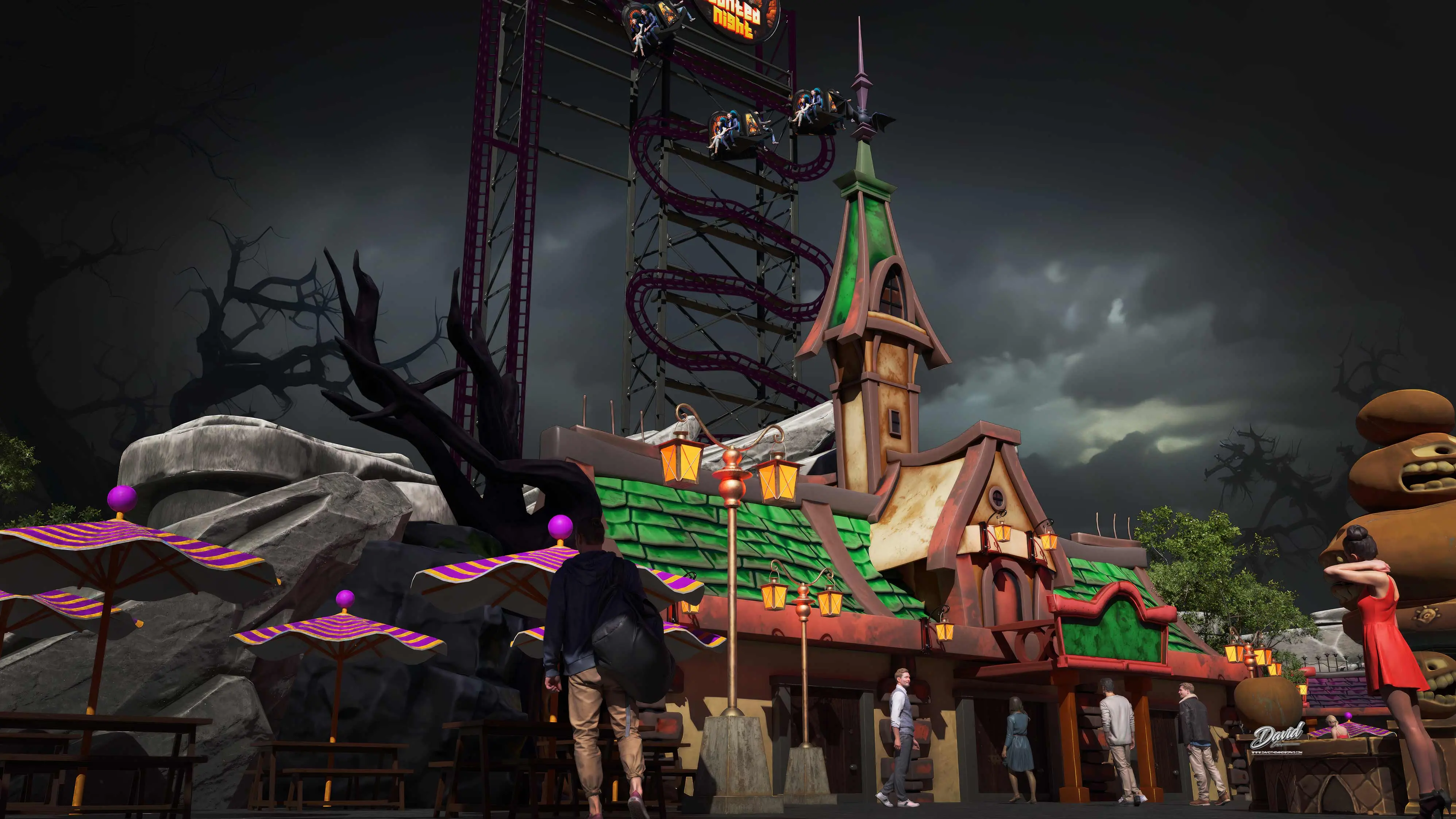Halloween-themed entertainment park family Halloween park layout