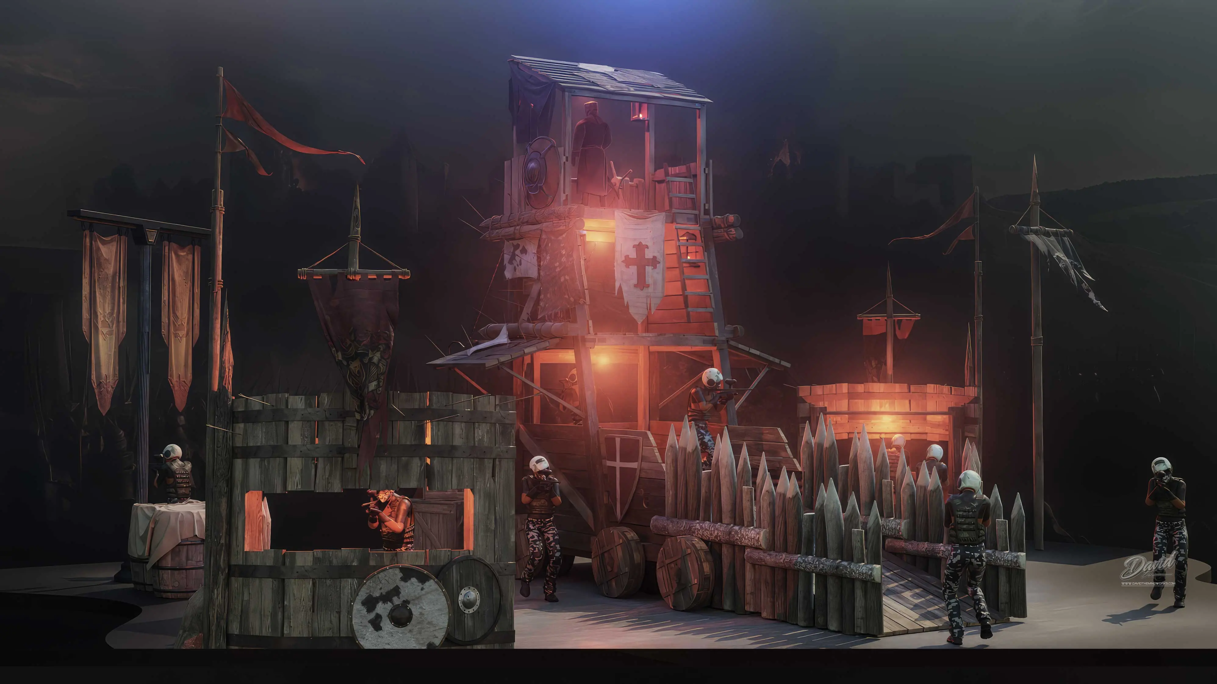 custom medieval paintball design <br /> knight-themed paintball battlefield <br />