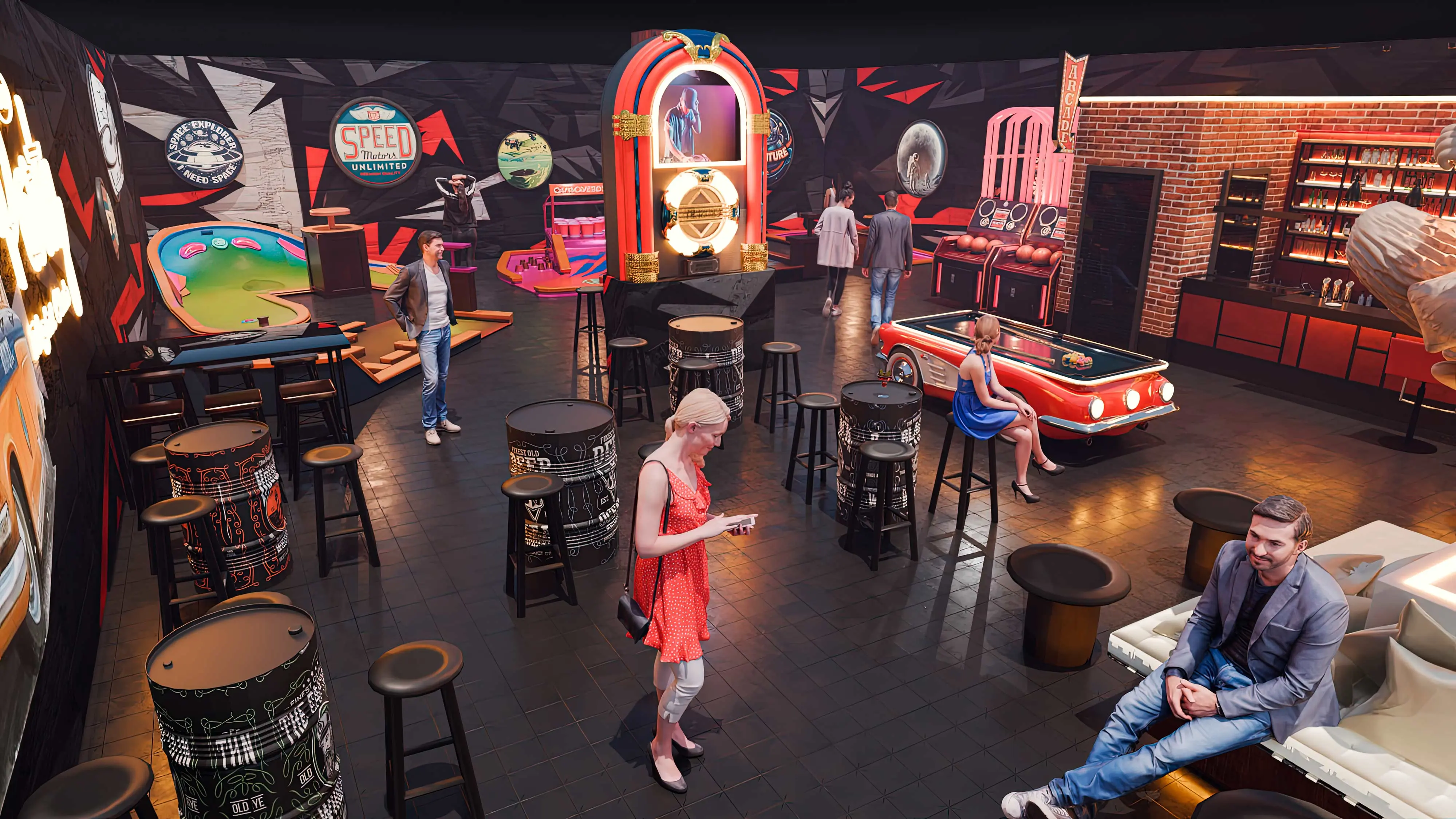 custom mini golf bar concepts   bar with mini golf integration