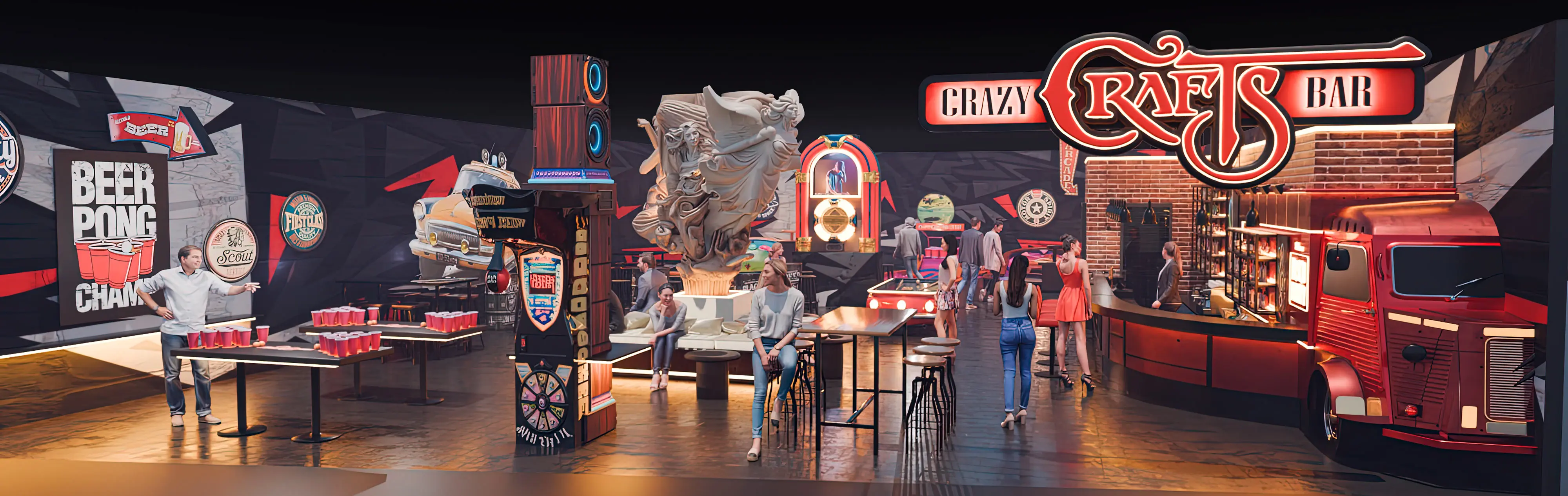 interactive mini golf bar experience   entertainment bar design with mini golf