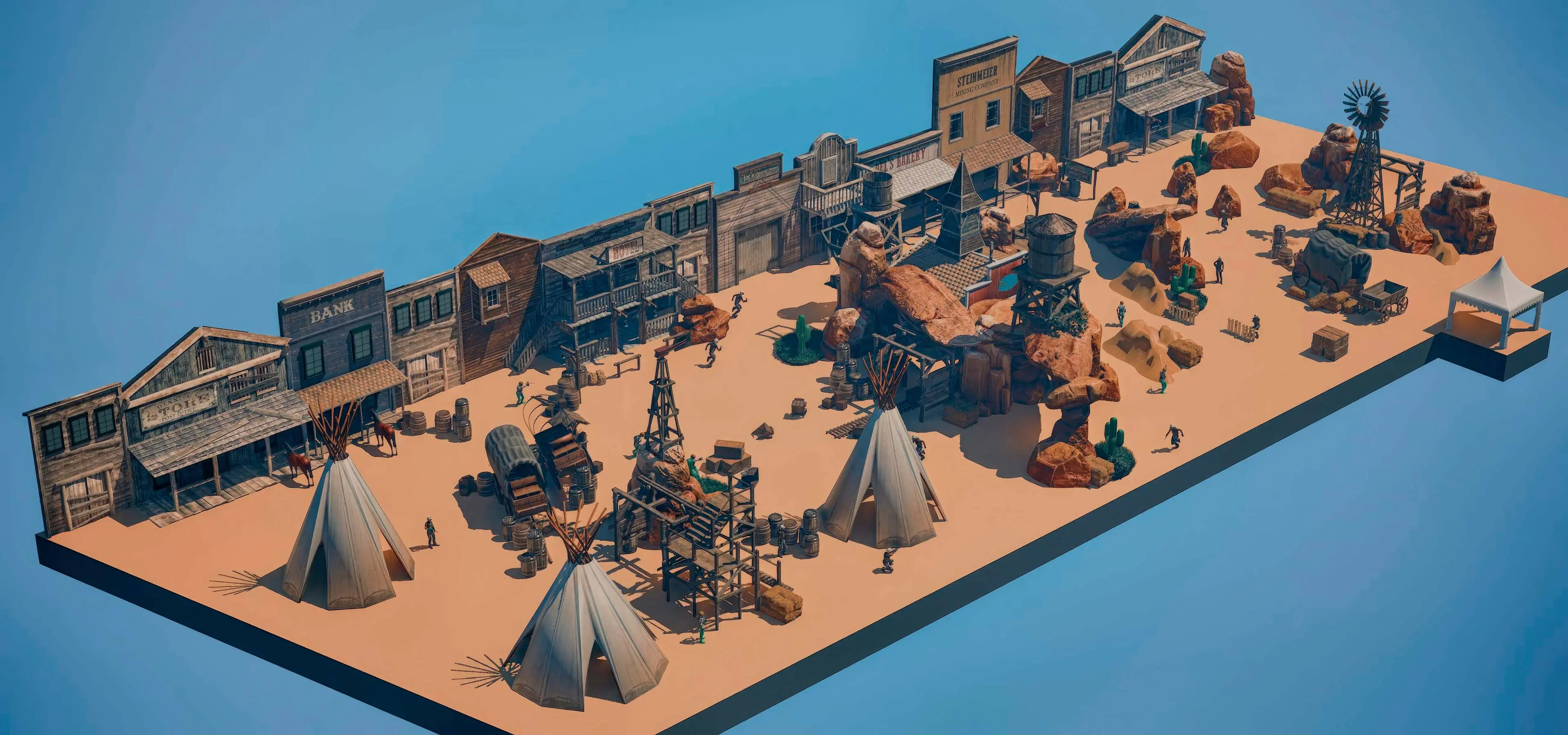 immersive battle environments, outdoor paintball design, themed paintball park design