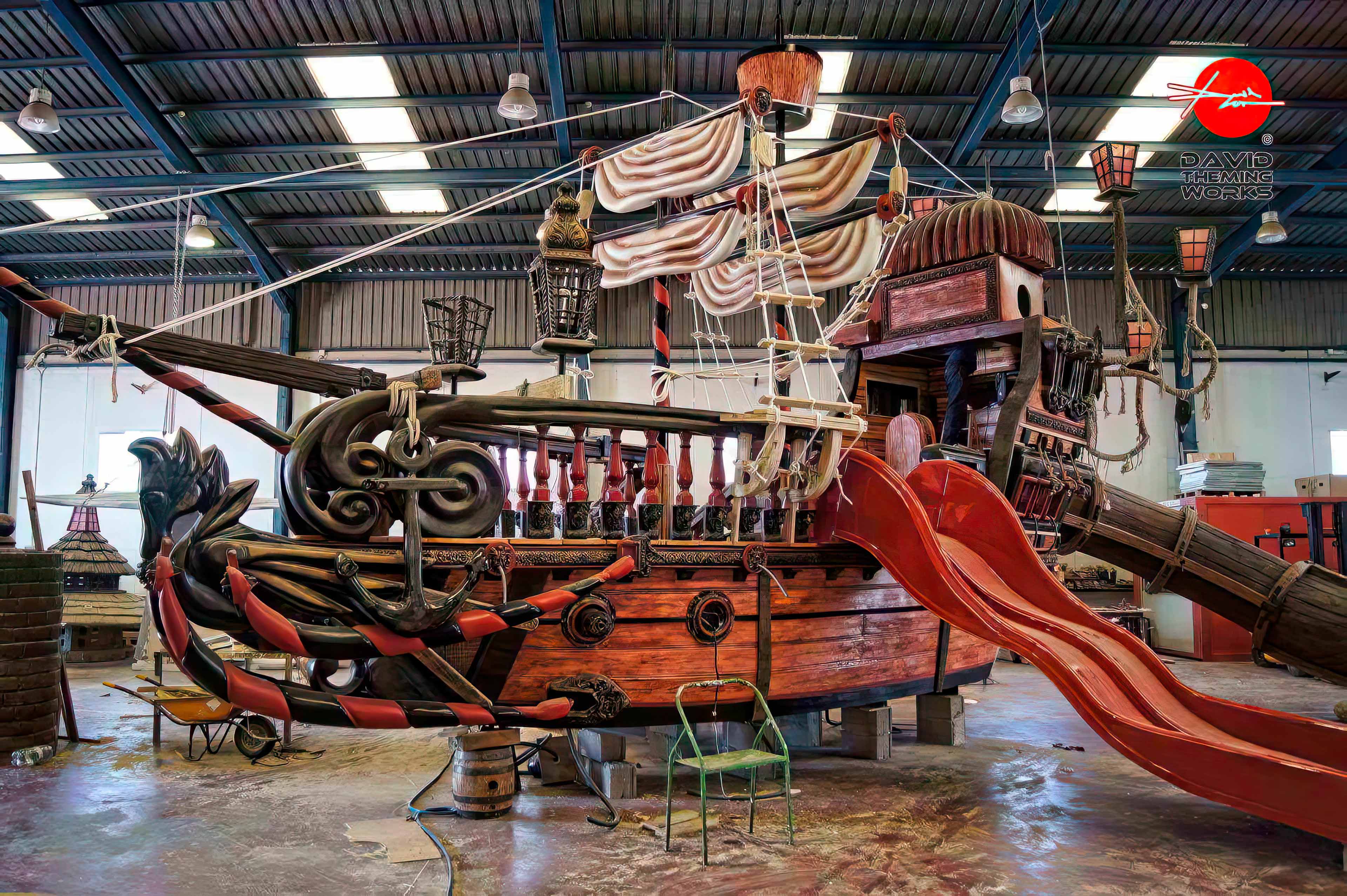 construction d'un bateau pirate pour piscines Modèle de bateau pirate pour piscines