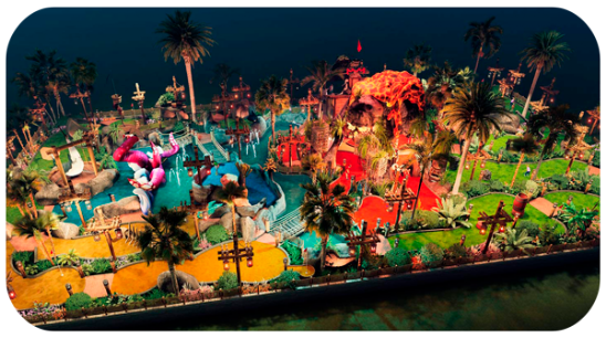 Parque de golfe em miniatura com tema de pirata de 18 buracos
