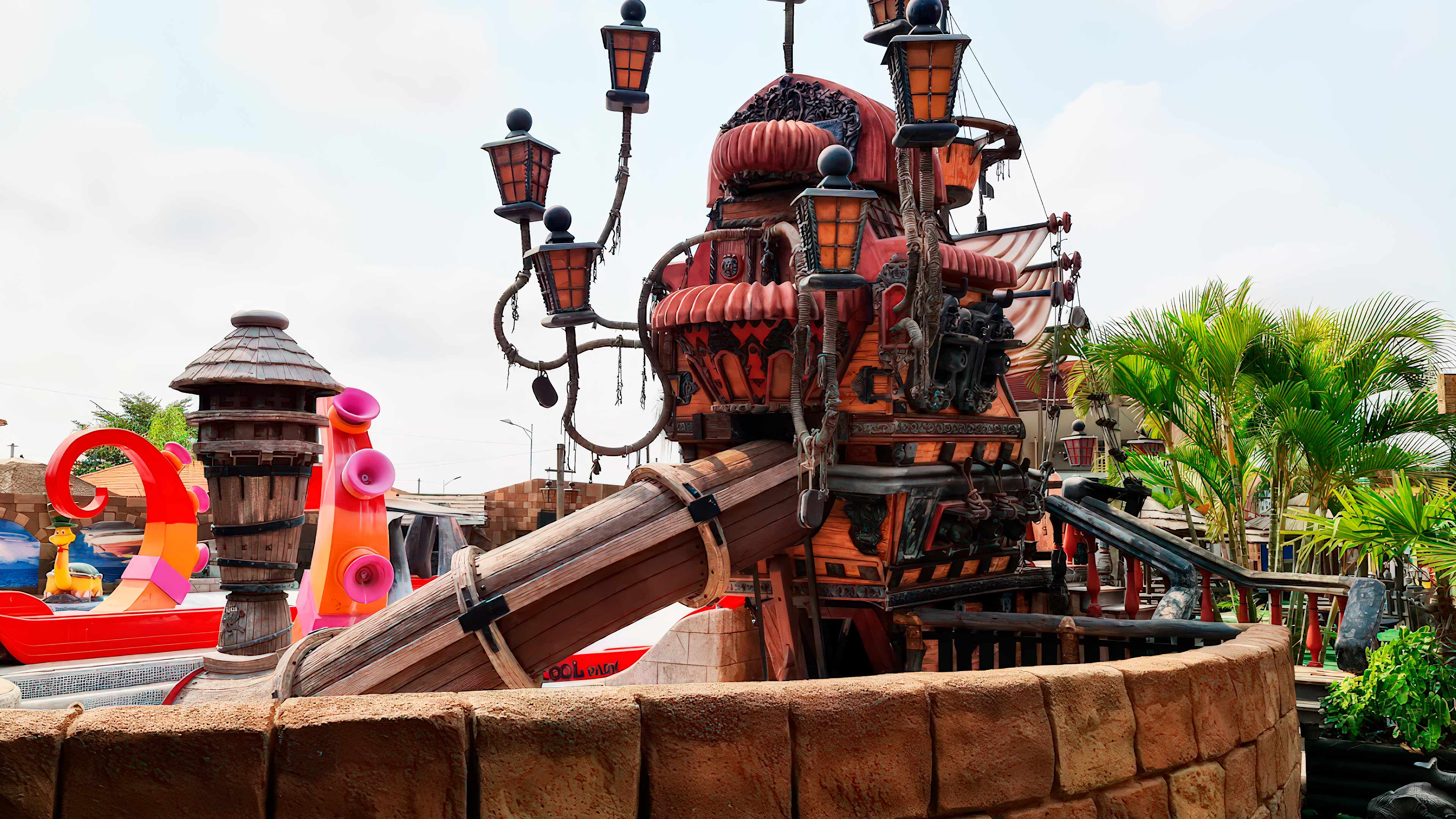 criação de uma piscina com tema de piratas construção de uma piscina com o tema piratas