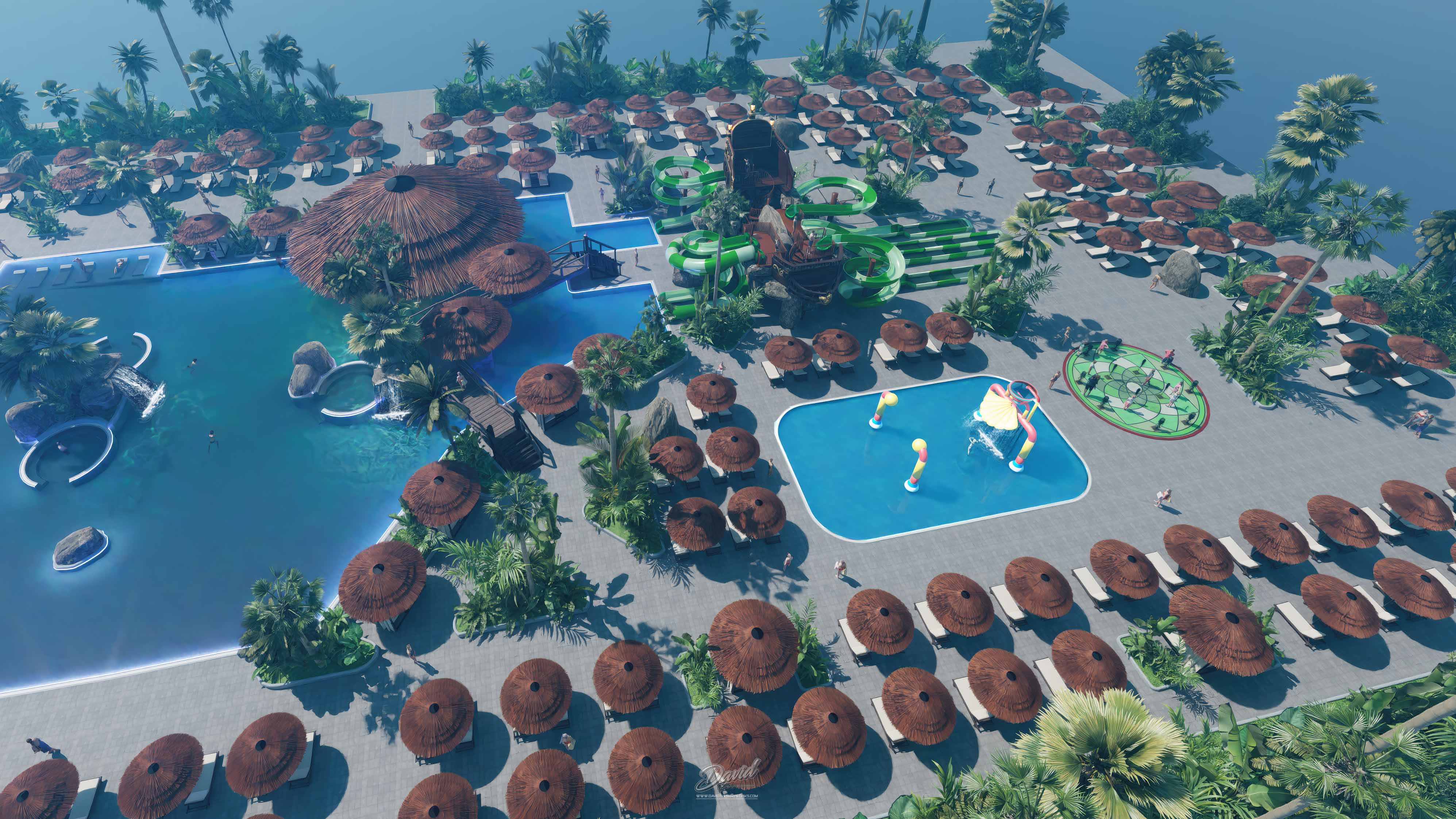 diseño de piscinas con temática tropical / maya / pirata piscina temática para hoteles